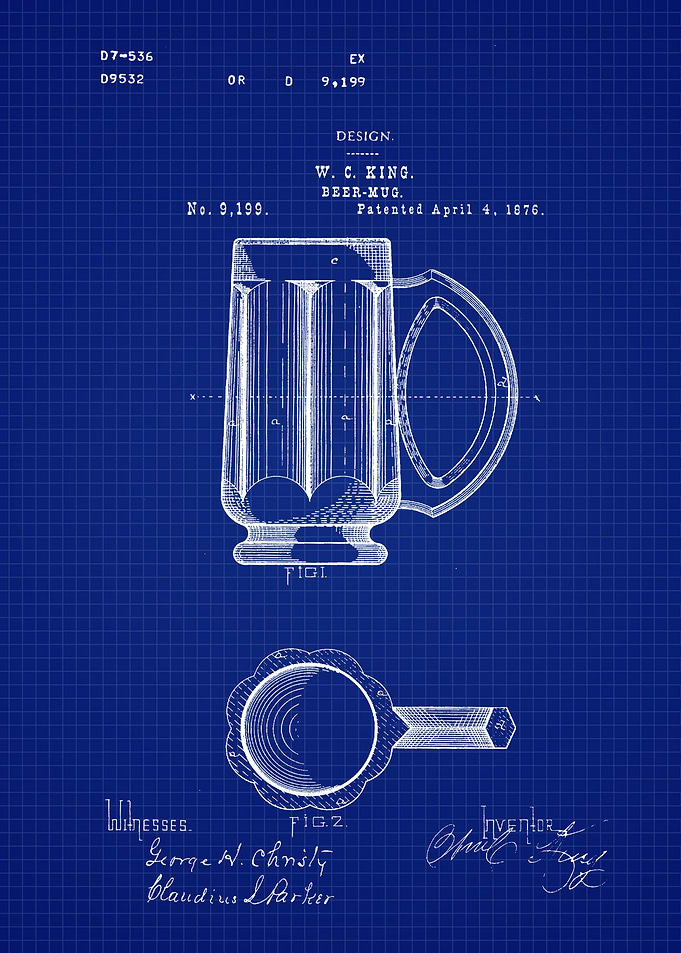 Beer Mug Patent Blueprint