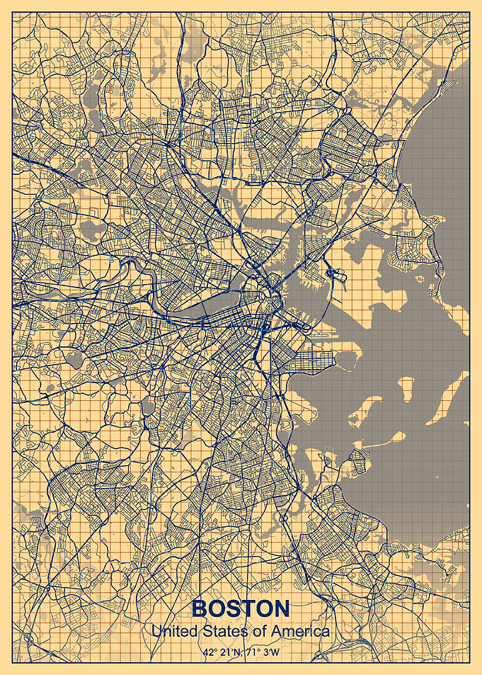 boston paper grid map