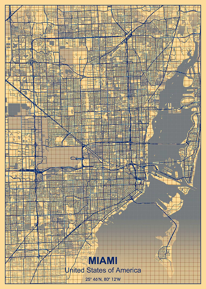miami paper grid map