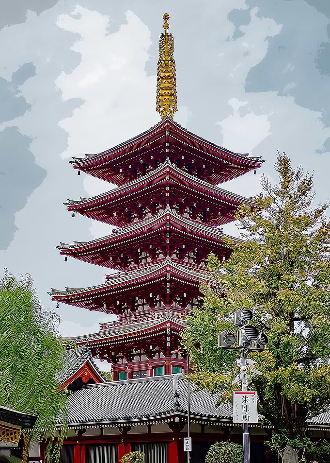 RED AND BROWN TEMPLE