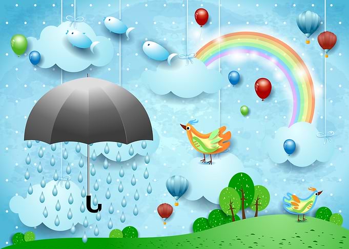 Umbrella and spring rain