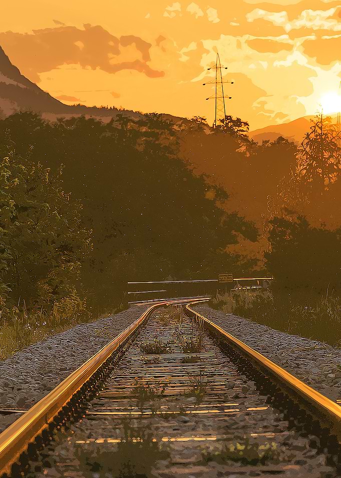 RAILWAY DURING SUNSET