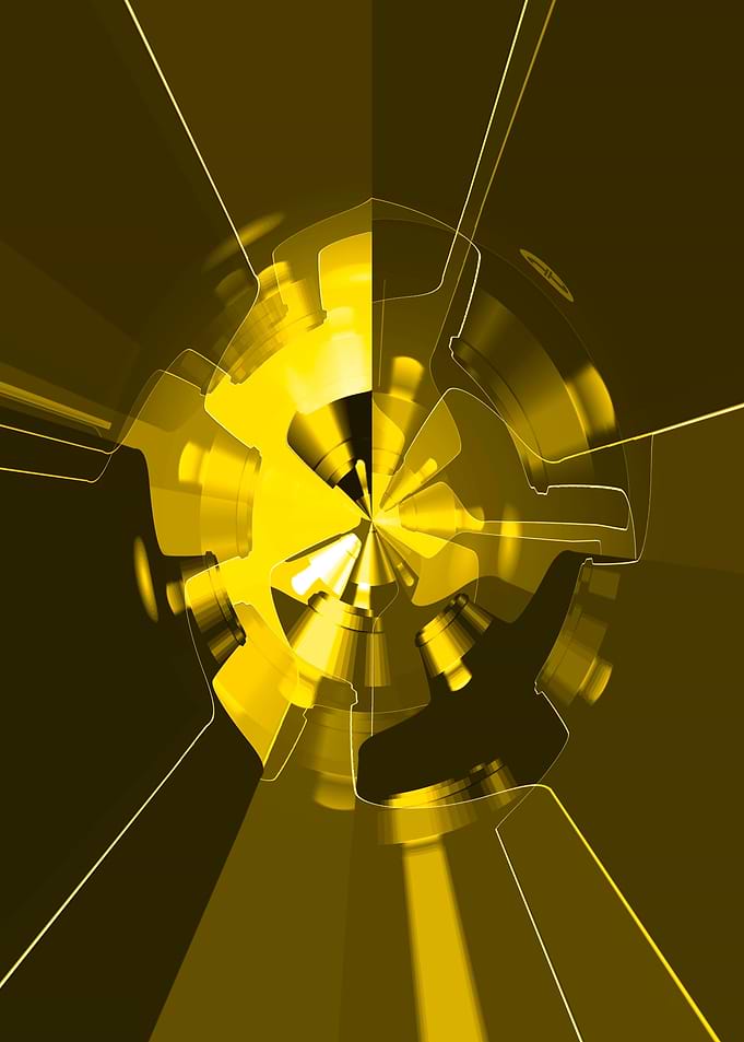 Golden Wheels Abstract