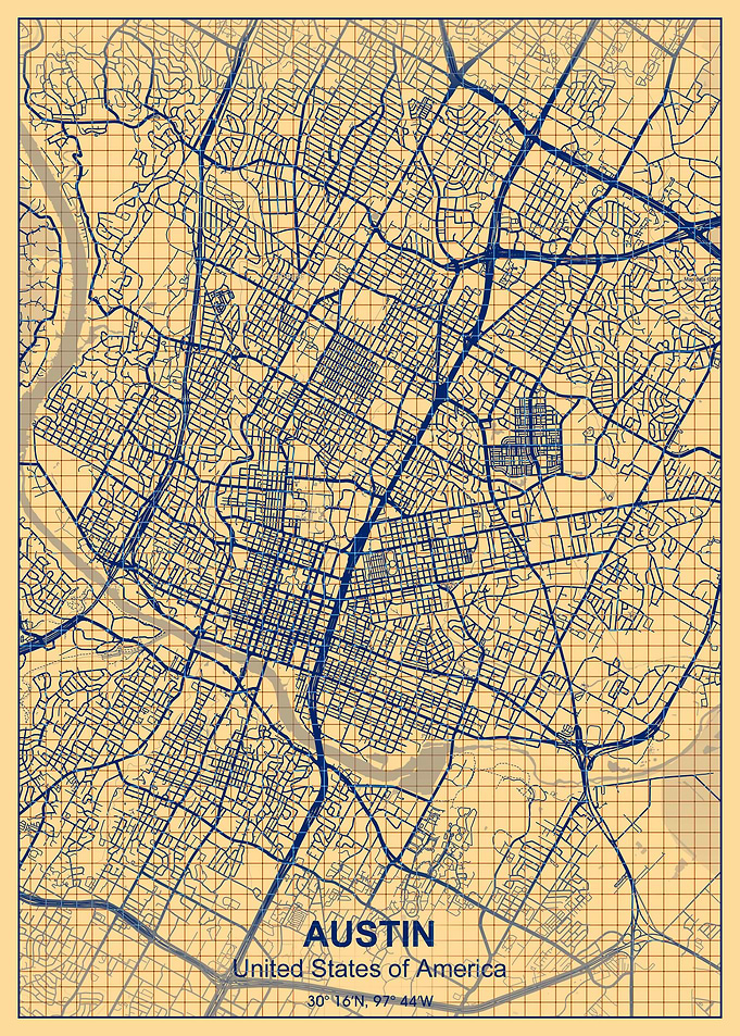 austin paper grid map