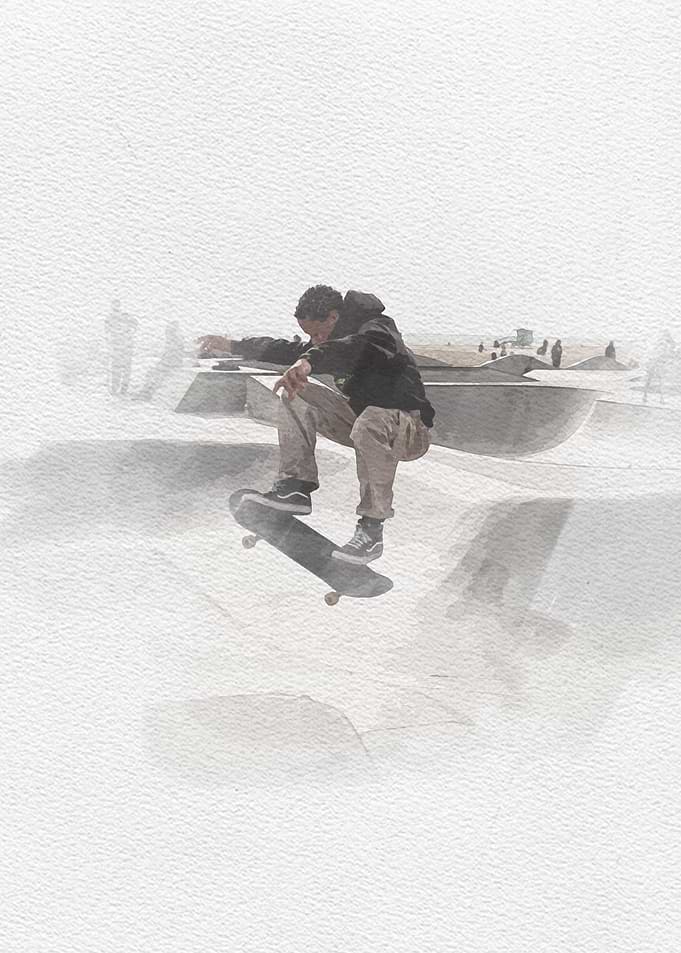Skateboard Water Color