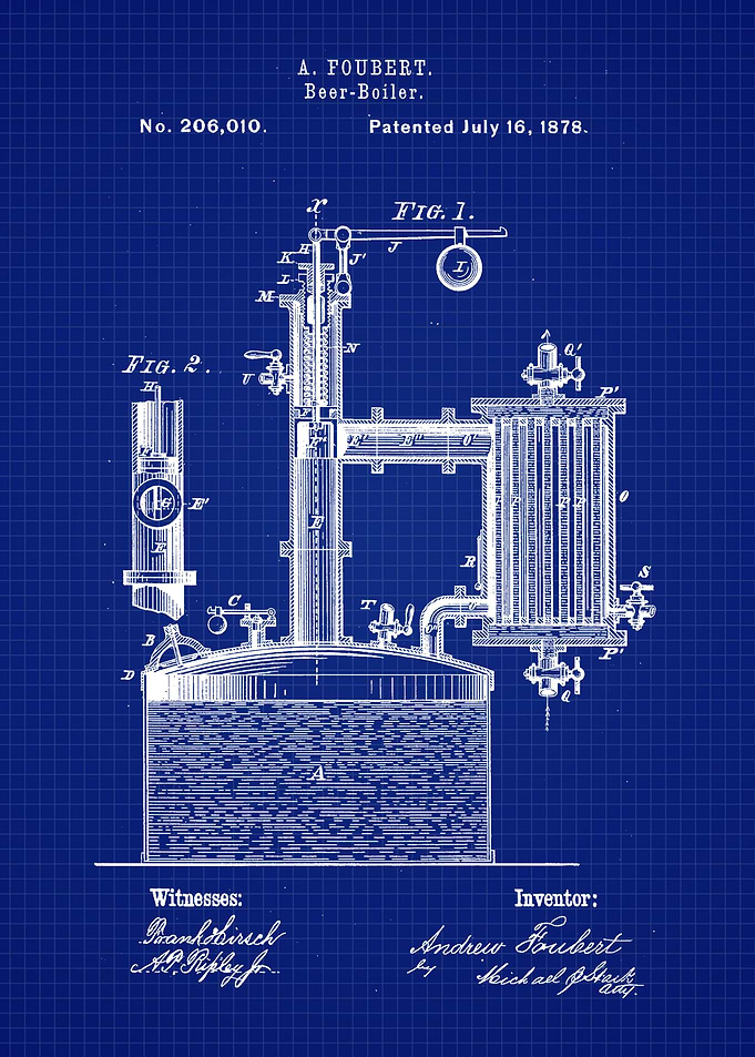 Beer Boiler Blueprint Art