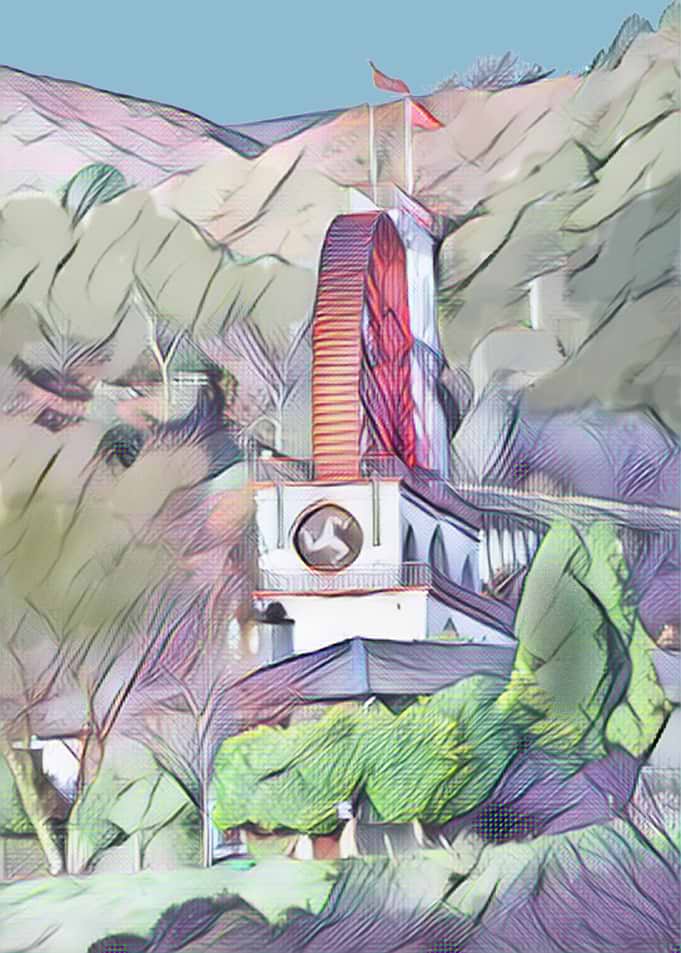 Laxey Wheel in pastels