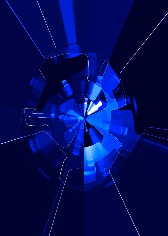 Blue Wheels Abstract