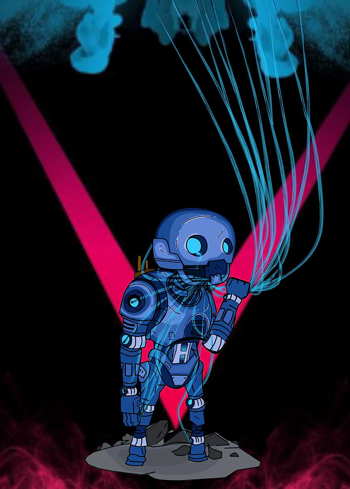 sad robot character
