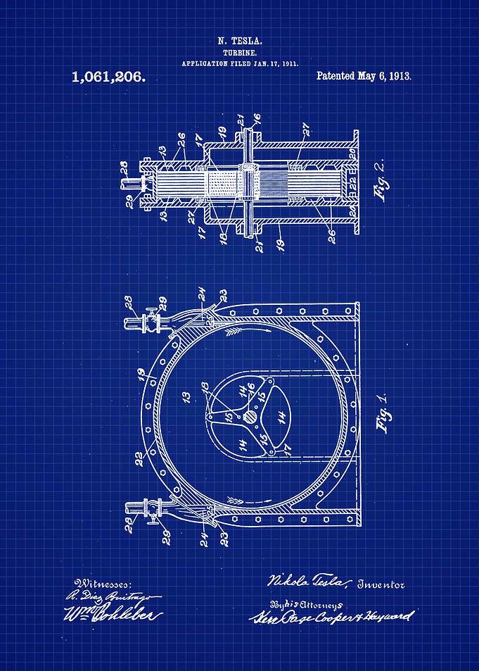 1913 Turbine Tesla Patent