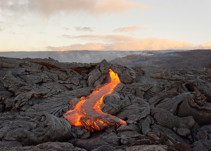 Volcanic area with lava
