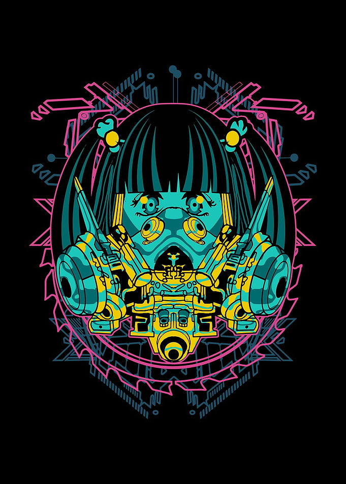 Neon Robotic Girl