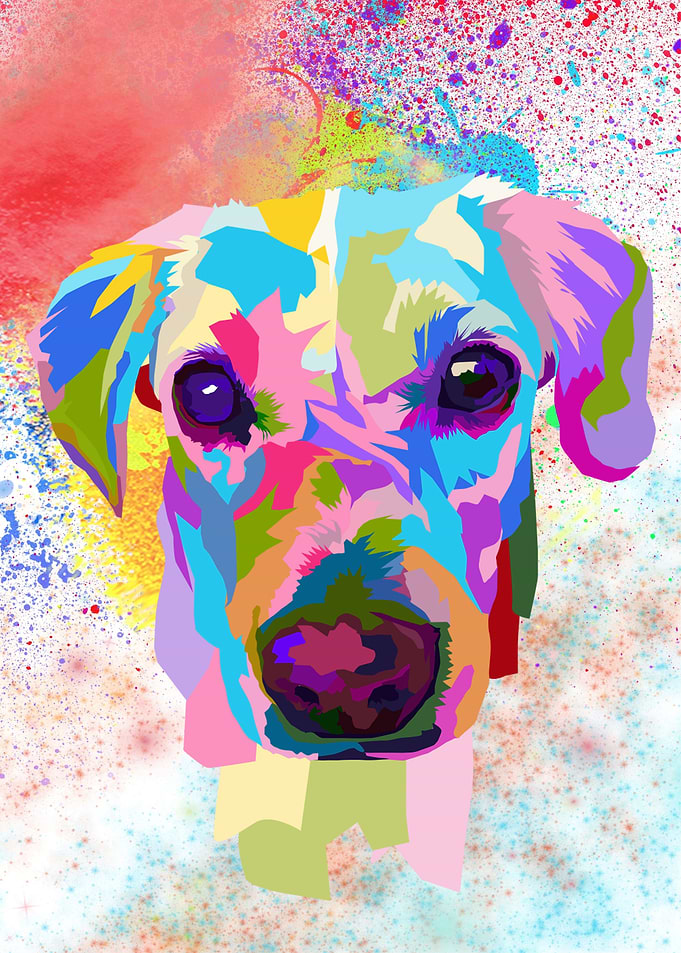 Colorful Dog in Watercolor