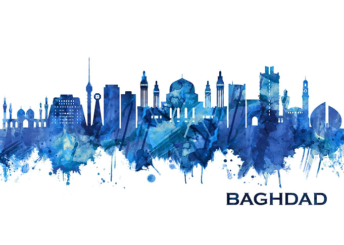 Baghdad Iraq Skyline Blue