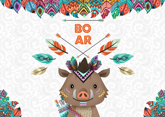Nursery Art Tribal Boar
