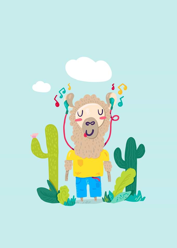 Funny Boy Llama Cartoon