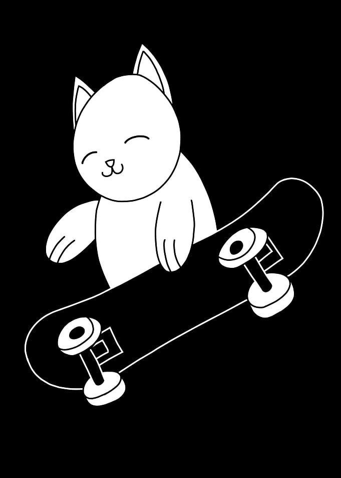 Silly Cat Skateboarding