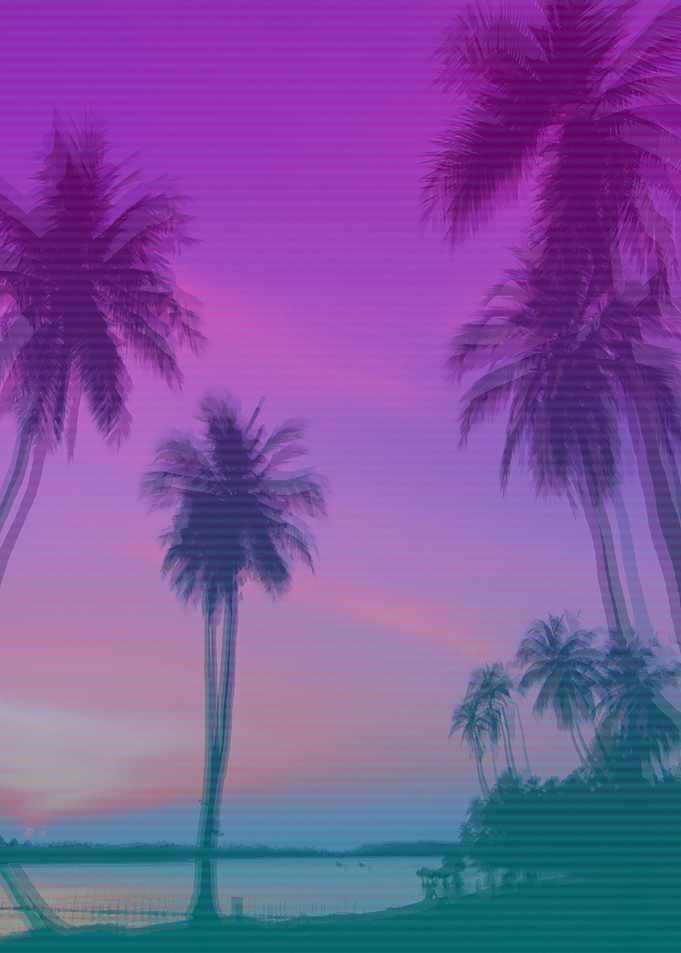 Vaporwave Blurry Beach