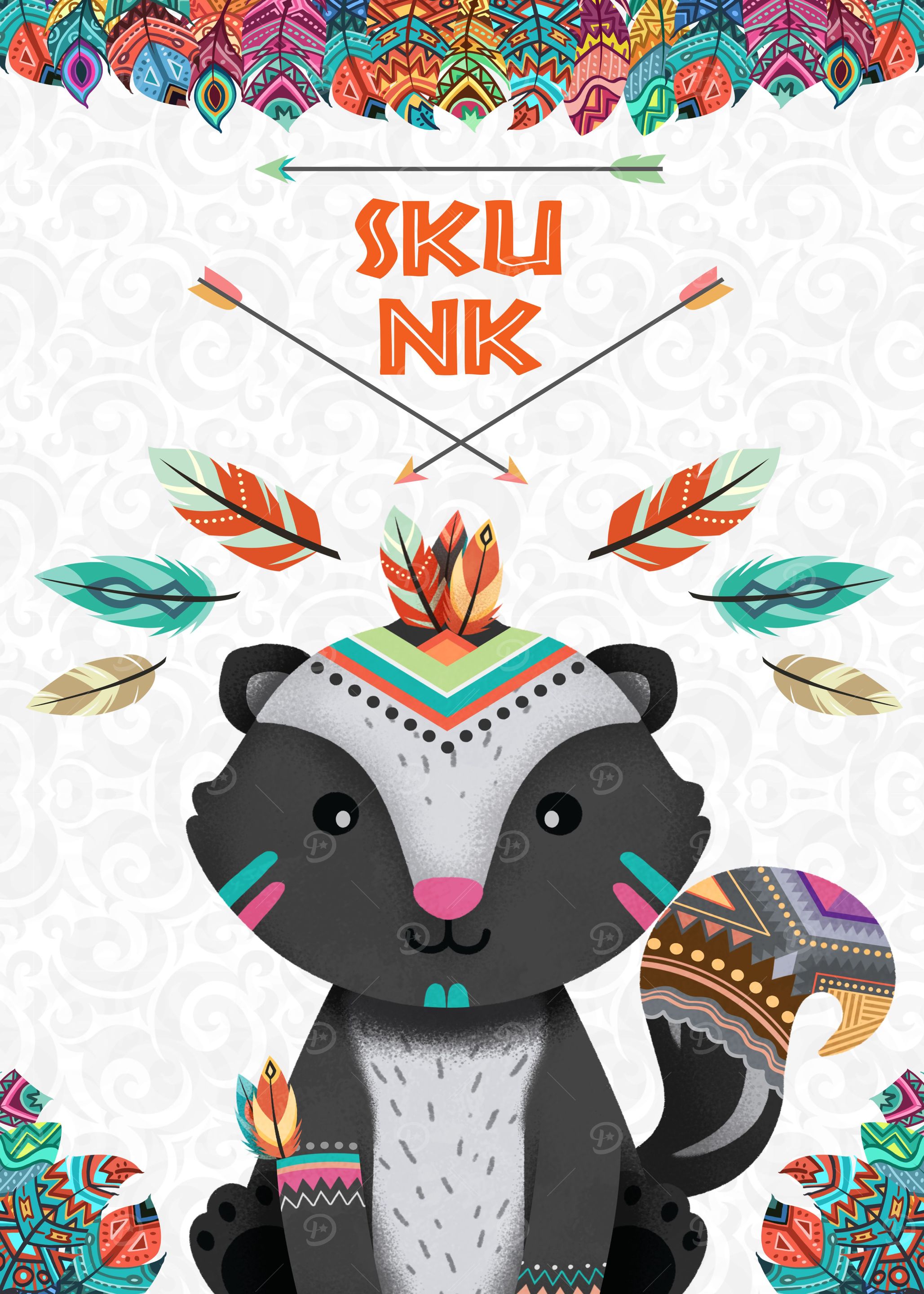 Nursery Art Tribal Skunk