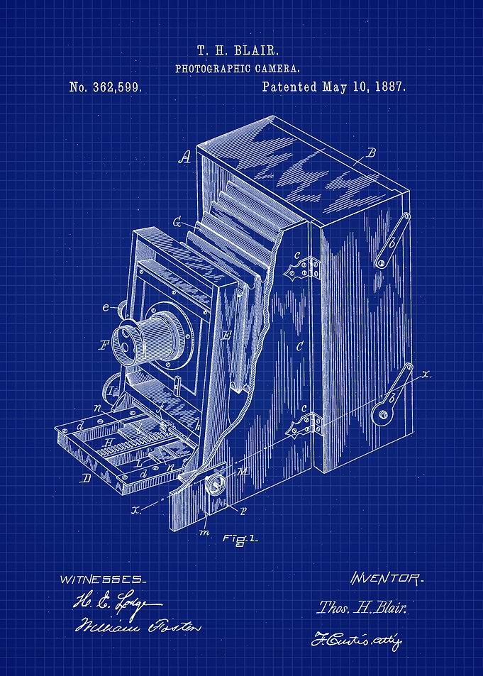 1887 Camera Blueprint Art