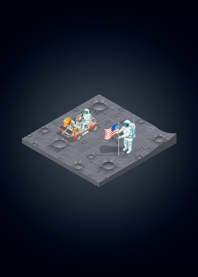Isometric Space Moon
