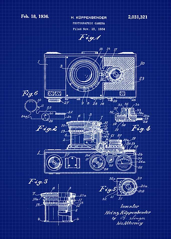 1936 Camera Blueprint Art