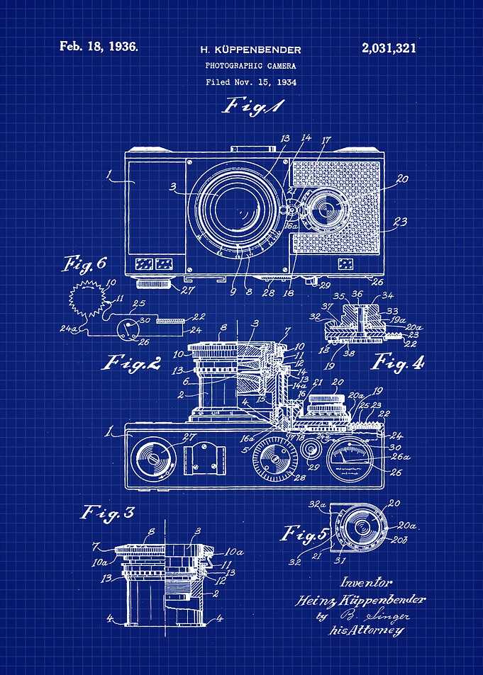 1936 Camera Blueprint Art