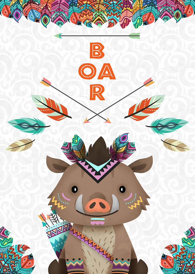 Nursery Art Tribal Boar