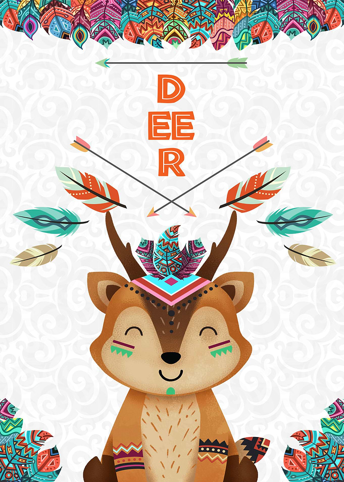 Nursery Art Tribal Deer