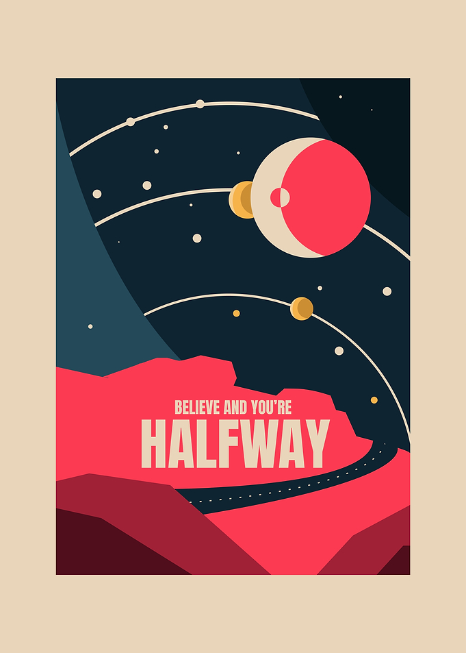 Halfway in space