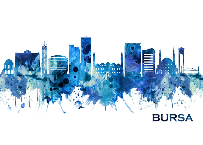 Bursa Turkey Skyline Blue