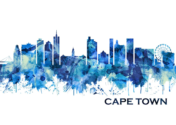 Cape Town Skyline Blue