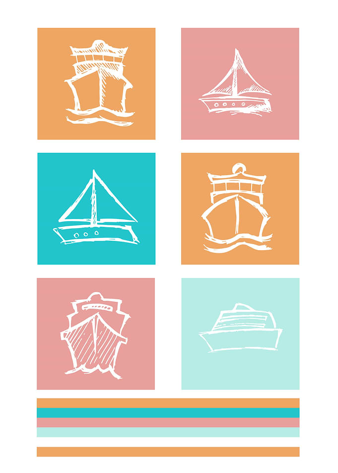 Boat Ship Cute Colorful 2