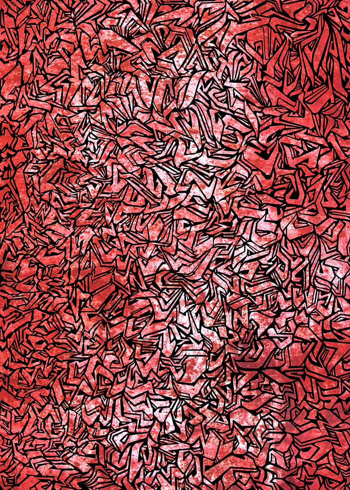 Red Abstract Doodle