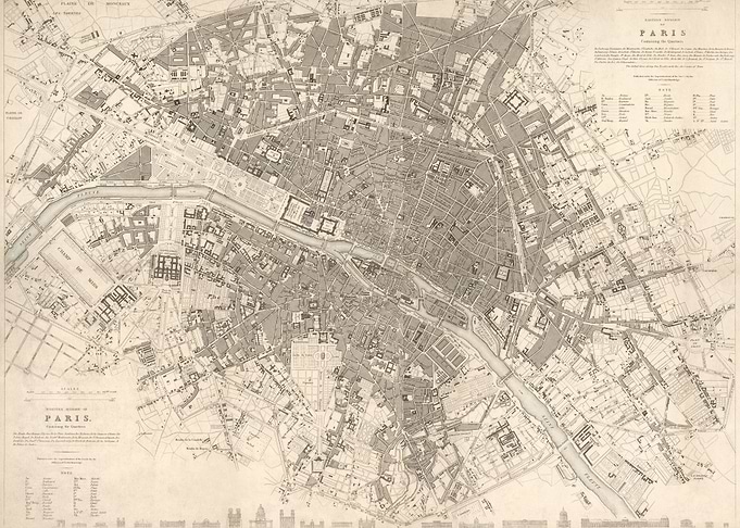 an old map of paris