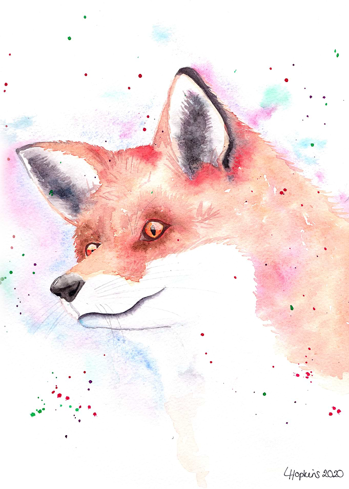 Fox wildlife watercolor ar