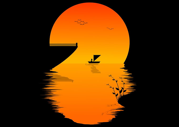 Flat Design Sunset
