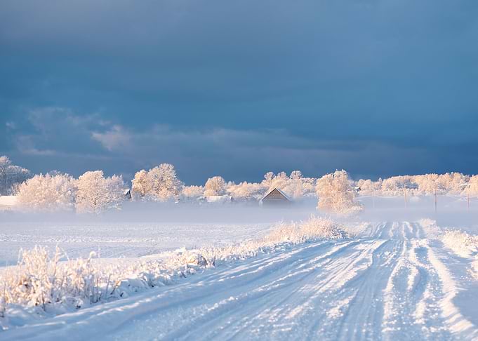 Winter road landscape