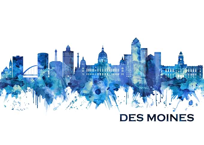 Des Moines Iowa Skyline