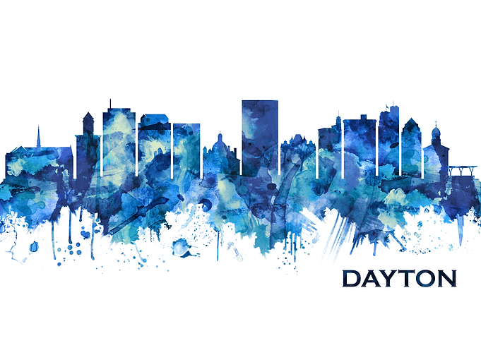 Dayton Ohio Skyline Blue