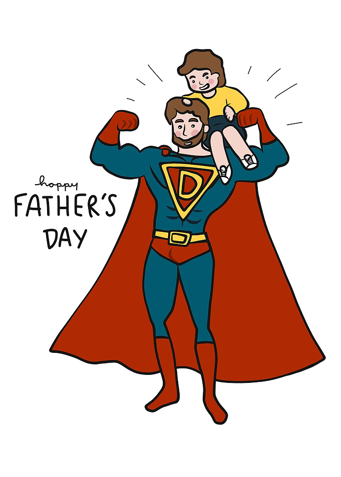 Super daddy hero with baby