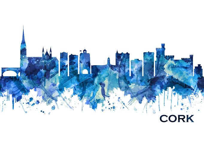 Cork Ireland Skyline Blue