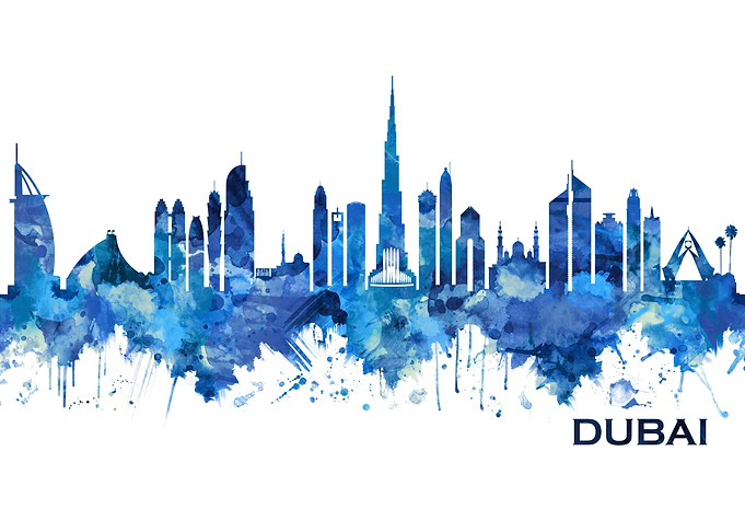 Dubai UAE Skyline Blue