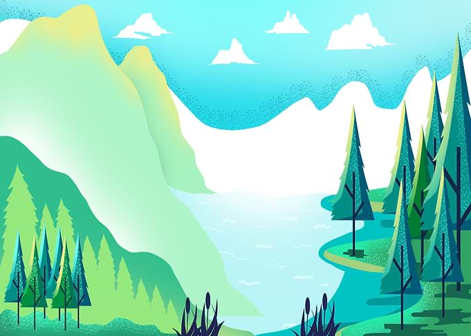 forest and ri illustration