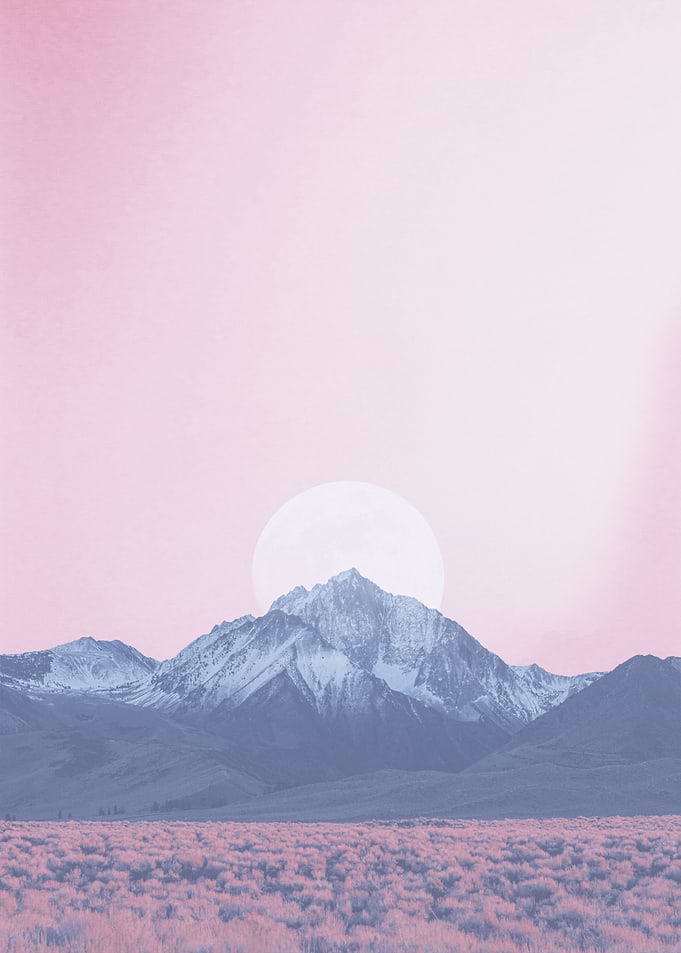mountain and moon