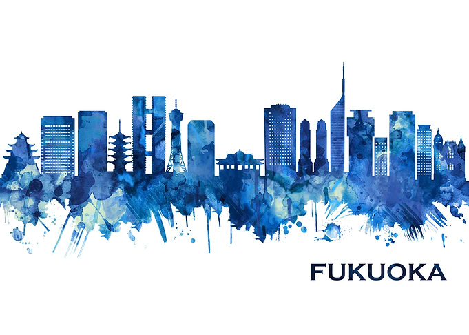 Fukuoka Japan Skyline Blue