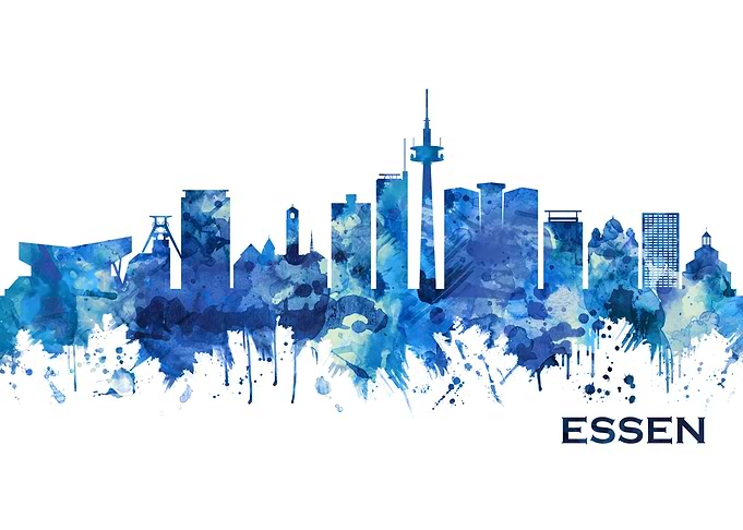 Essen Germany Skyline Blue