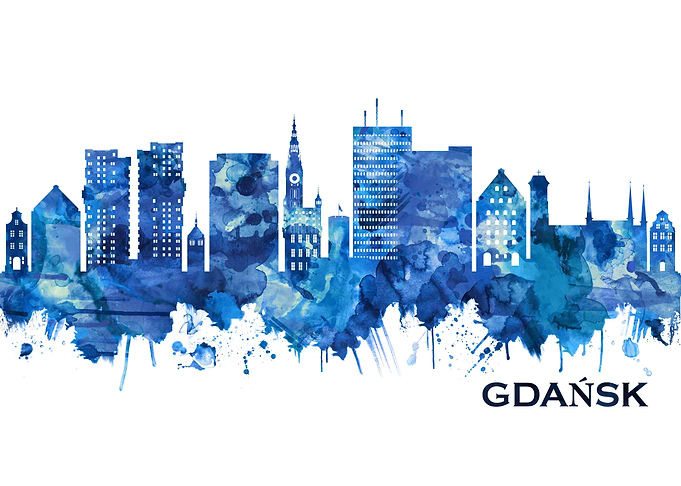 Gdansk Poland Skyline Blue