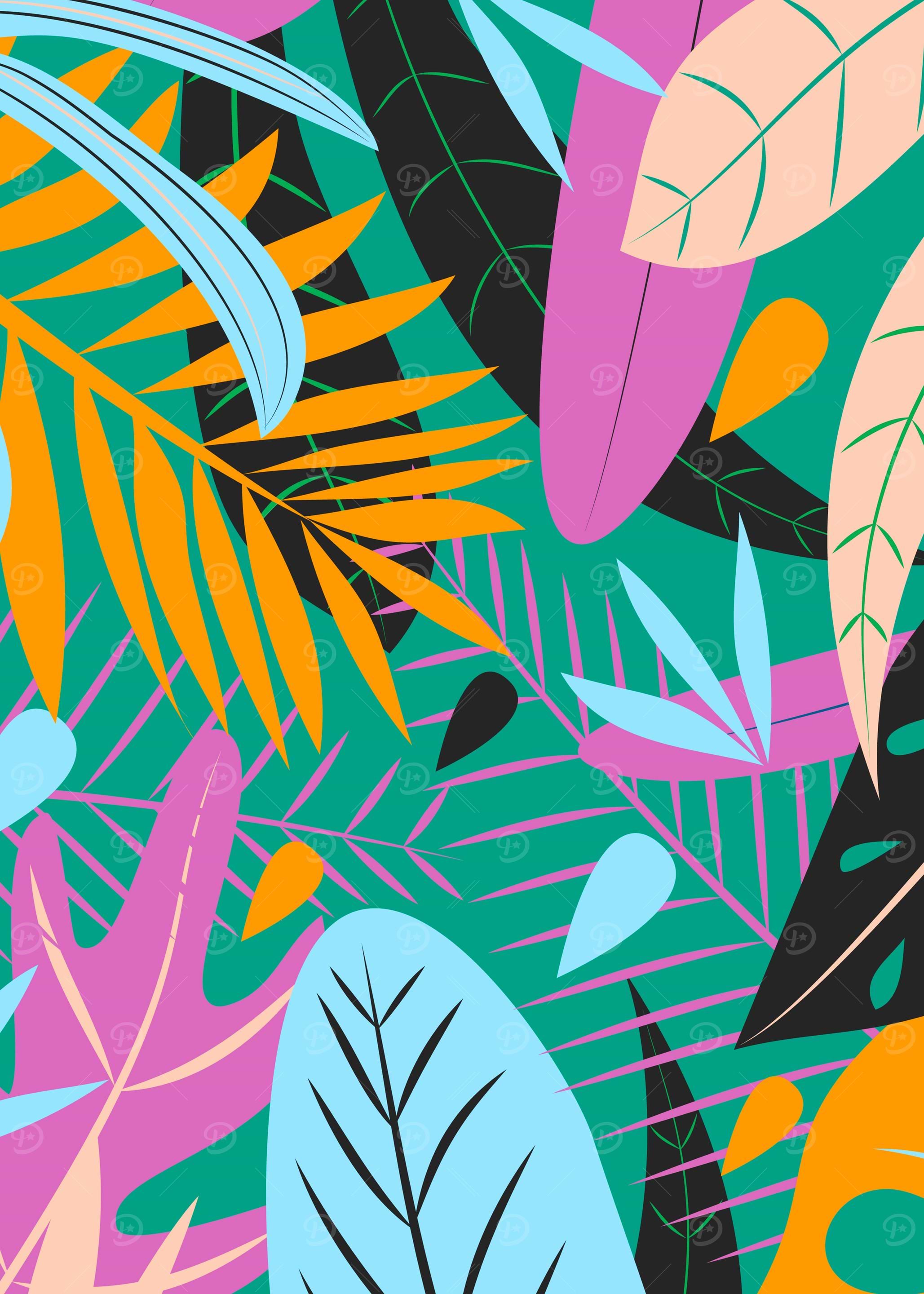 pastel exotic leaves