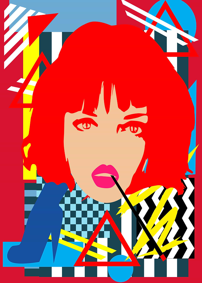 Woman smoking abstract